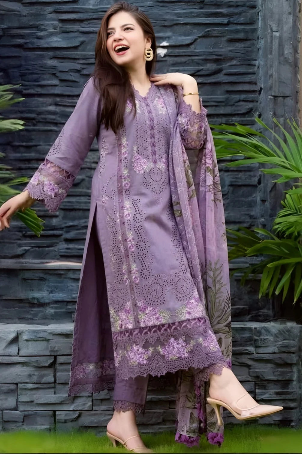 SP-JD2680 Dhanak Unstitched Embroidered 3pc Suit With Diamond Wool Printed Shawl