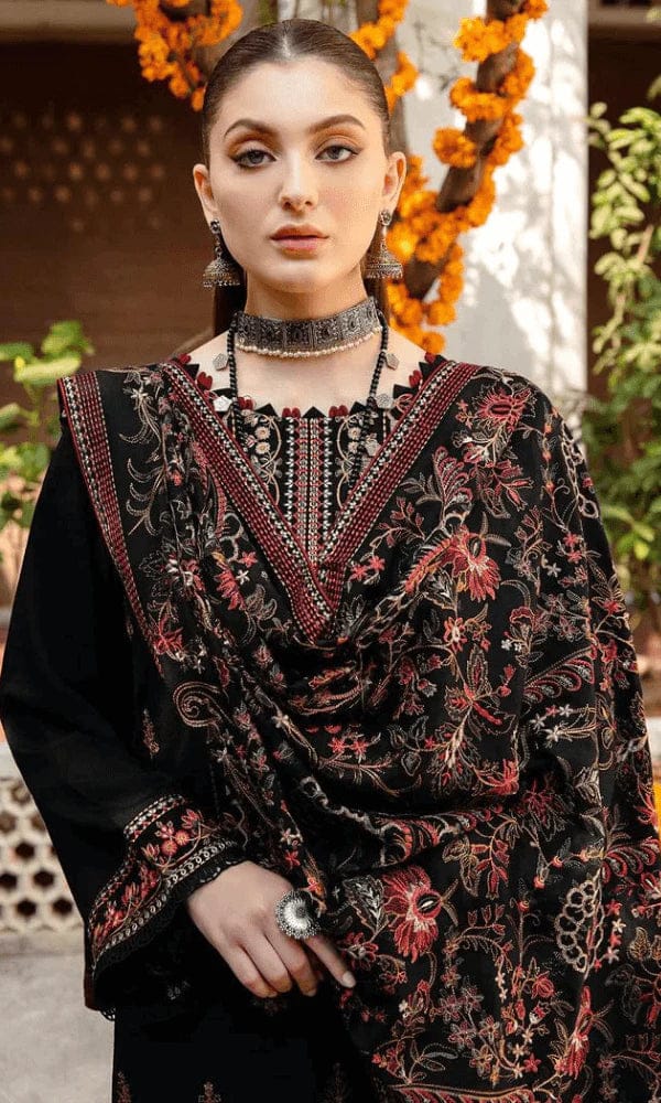 SP-RM650 Unstitched Heavy Embroidered Dhanak Suit With Embroidered Dhanak Shawl - Shaa Posh