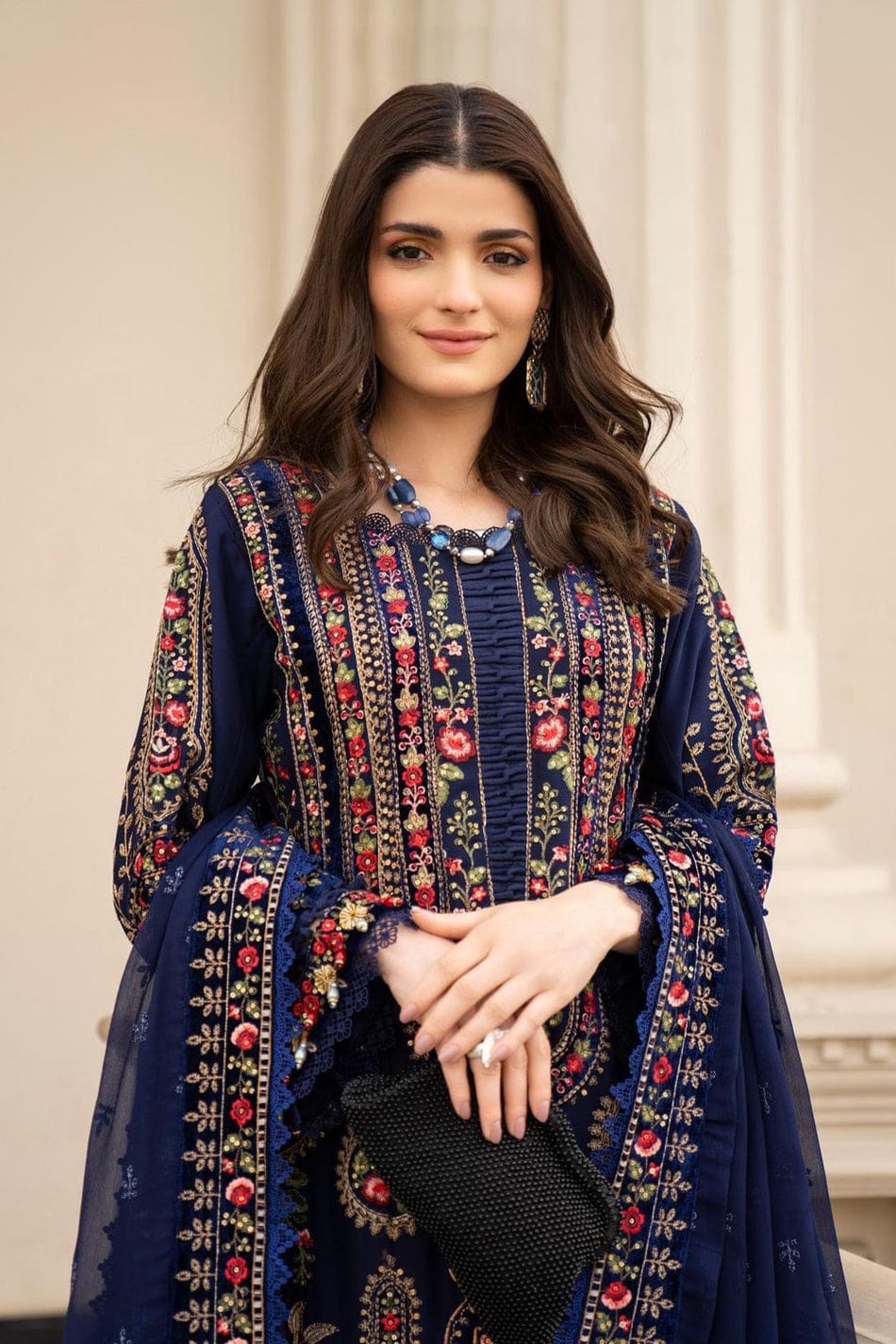 SP-MB965 Unstitched Embroidered Dhanak Wool Suit With Embroidered Dhanak Shawl - Shaa Posh
