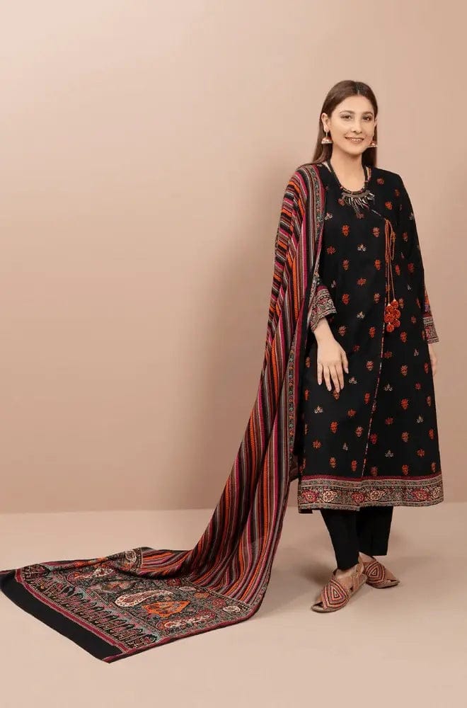 SP-KS725 Dhanak Embroidered Suit With Digital Printed Wool Shawl - Shaa Posh