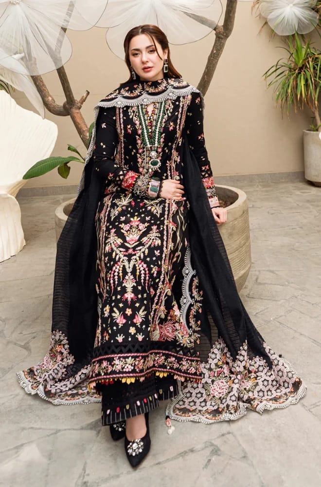 SP-QL2655 Unstitched Heavy Embroidered Dhanak Suit With Bamber Chiffon Embroidered Dupatta - Shaa Posh