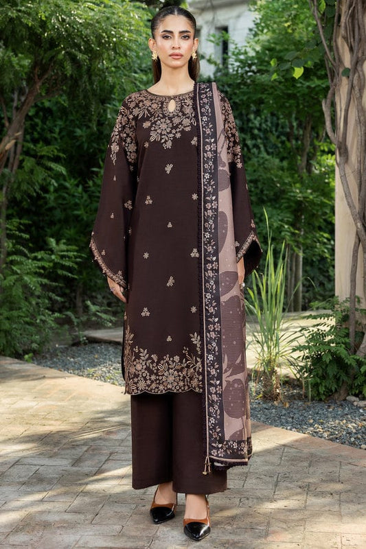 SP-BQ140 Dhanak Embroidered Suit With Digital Printed Wool Shawl - Shaa Posh