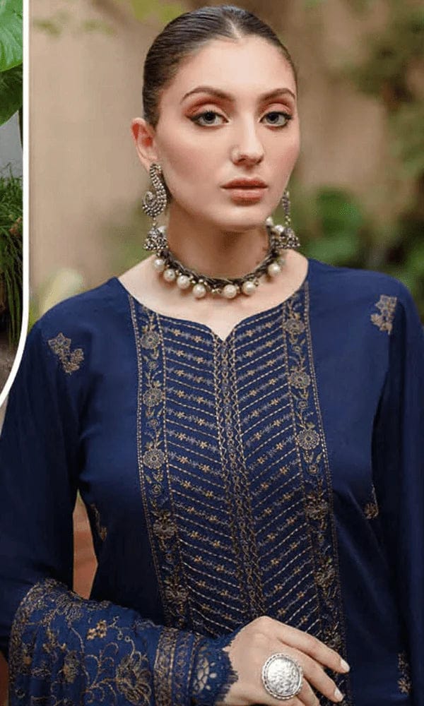 SP-MB605 Unstitched Embroidered Dhanak Wool Suit With Embroidered Dhanak Shawl - Shaa Posh
