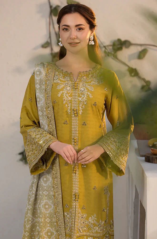 SP-44 Unstitched Embroidered Dhanak Suit With Embroidered Dhanak Shawl - Shaa Posh
