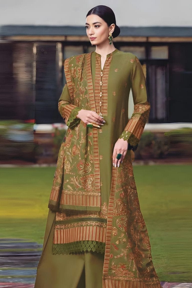 SP-925(D) Dhanak Embroidered Suit with Dhanak Embroidered Shawl - Shaa Posh
