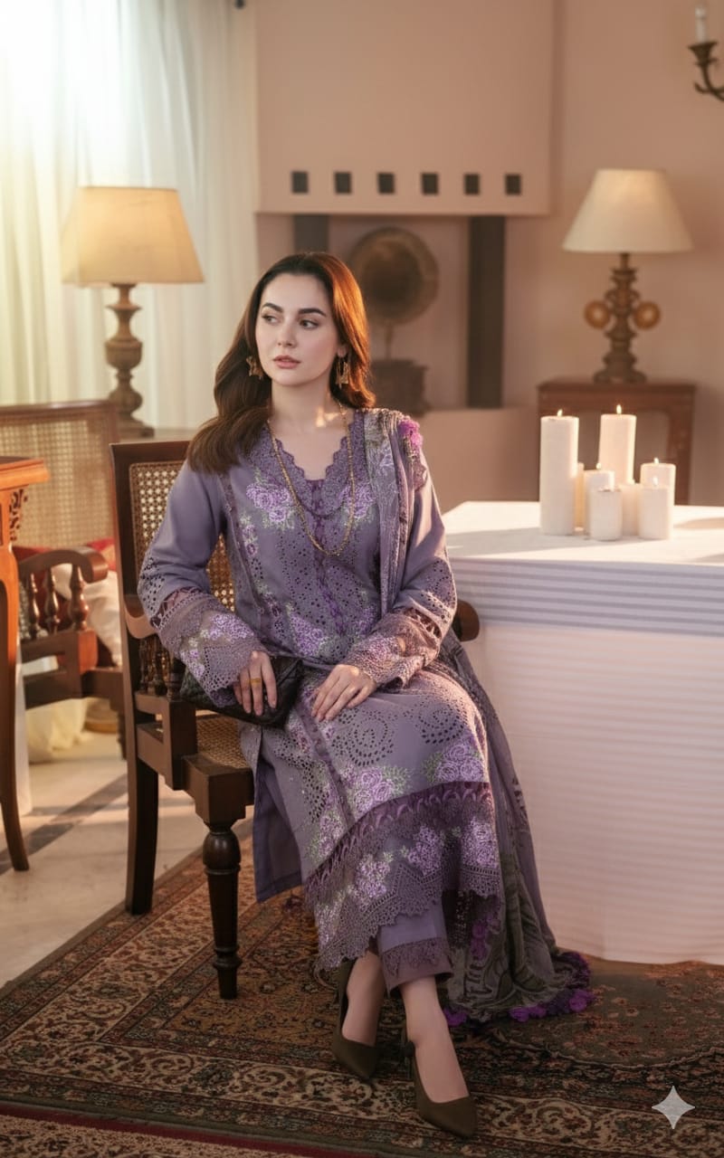 SP-JD2680 Lawn Unstitched Embroidered 3pc Suit With Lawn Digital Printed Dupatta - Shaa Posh