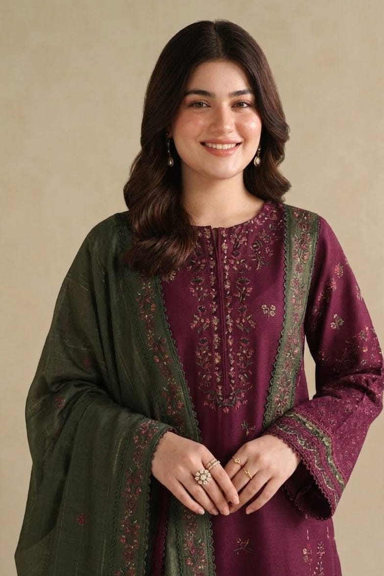 SP-IZ2705 Unstitched Fully Embroidered Lawn Suit With Embroidered Lawn Dupatta