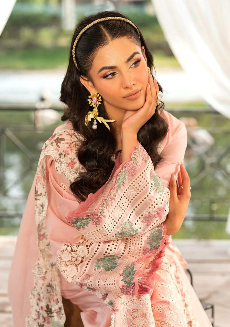 SP-EL2790 Unstitched Fully Embroided Lawn Suit With Cotton Net Embroidered Dupatta