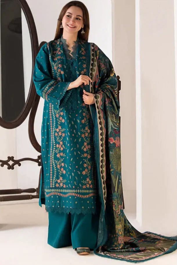 SP-SN61 Dhanak Embroidered Suit With Digital Printed Wool Shawl - Shaa Posh