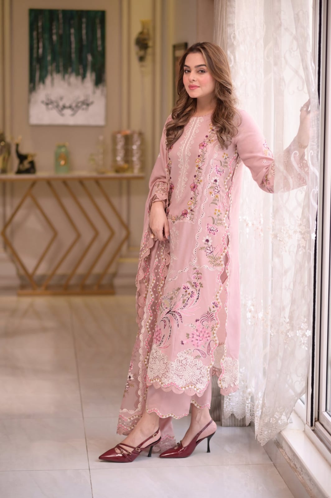 SP-BJ 01 Unstitched Embroidered Lawn Suit 3pc With Embroidered Lawn Dupatta - Shaa Posh