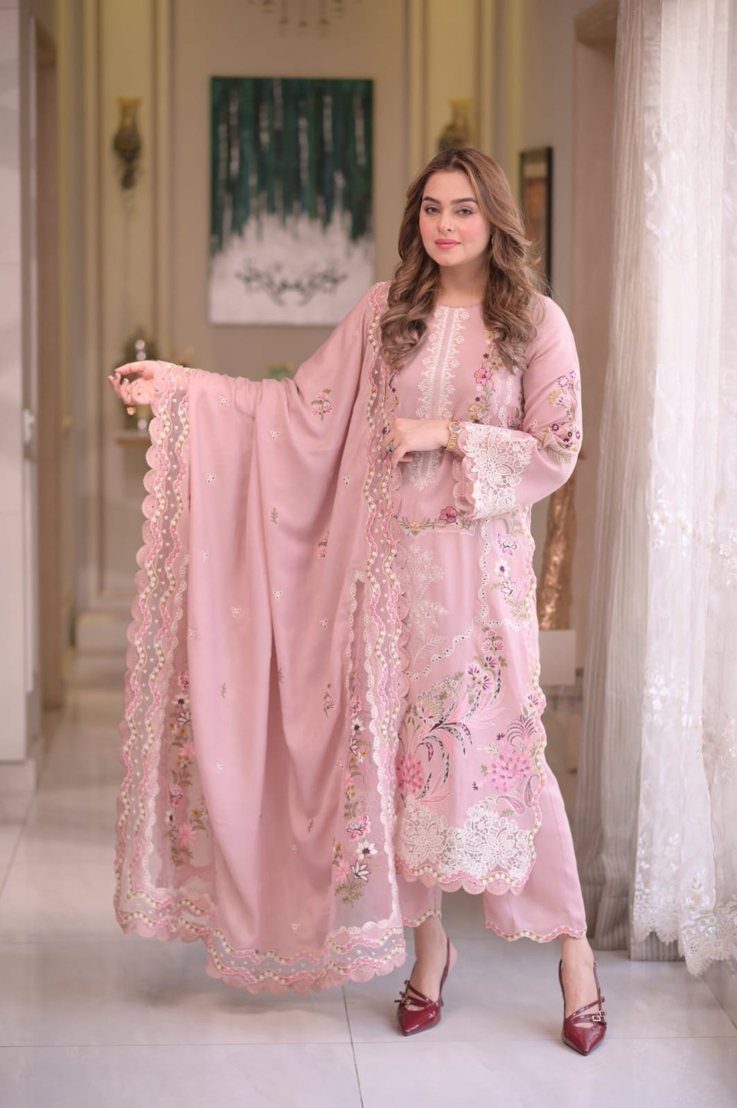 SP-BJ 01 Unstitched Embroidered Lawn Suit 3pc With Embroidered Lawn Dupatta - Shaa Posh