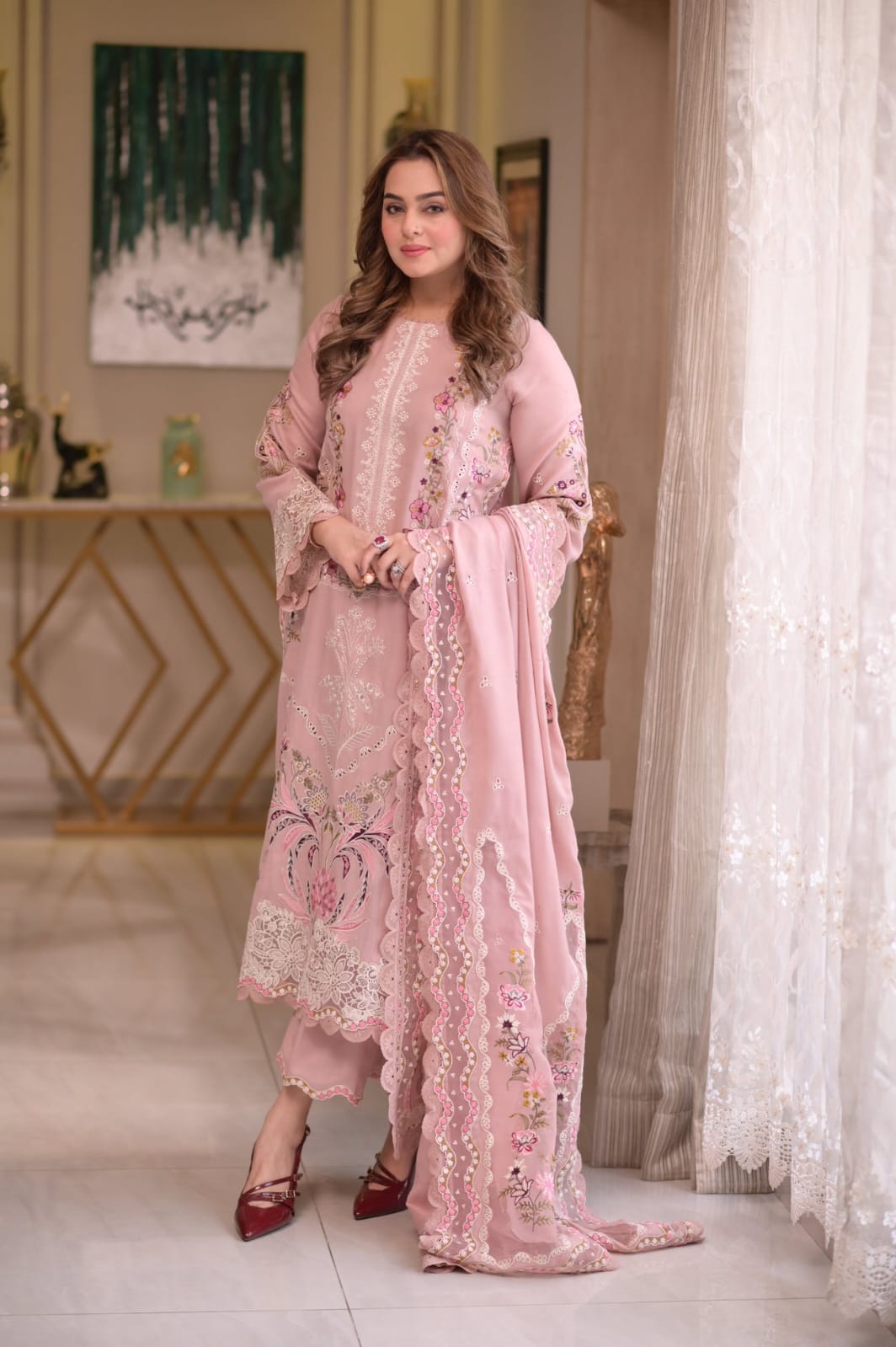 SP-BJ 01 Unstitched Embroidered Lawn Suit 3pc With Embroidered Lawn Dupatta - Shaa Posh