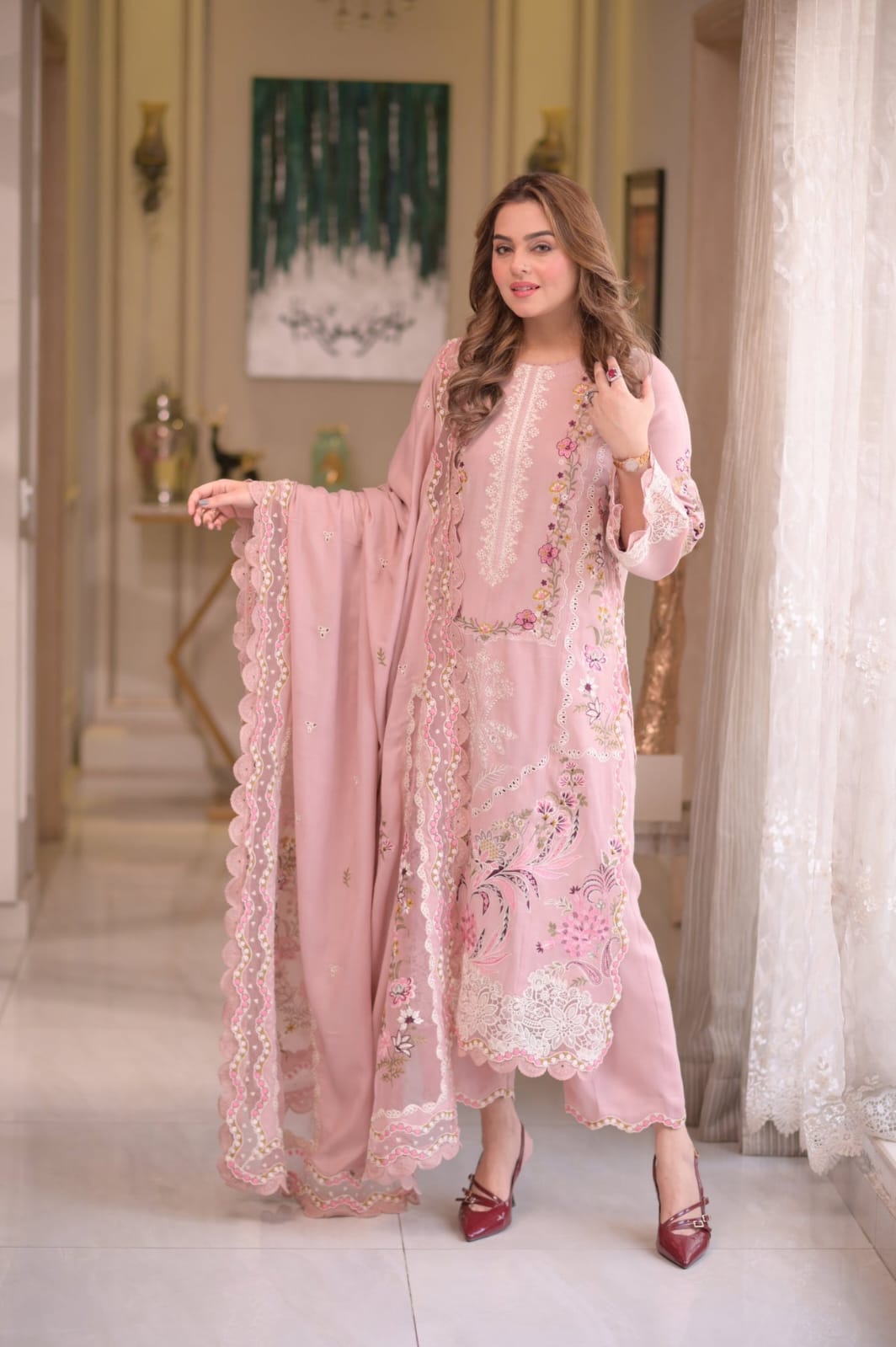SP-BJ 01 Unstitched Embroidered Lawn Suit 3pc With Embroidered Lawn Dupatta - Shaa Posh
