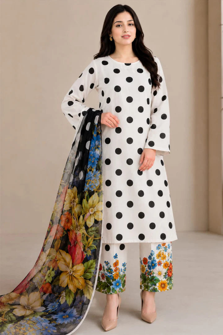 SP-D353 Digital Printed Lawn Suit 3pc With Lawn Digital Printed Dupatta - Shaa Posh