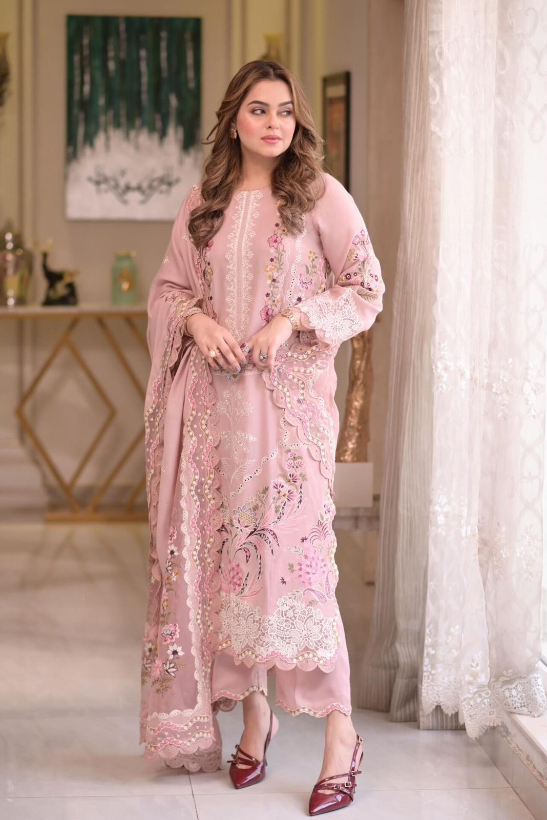 SP-BJ 01 Unstitched Embroidered Lawn Suit 3pc With Embroidered Lawn Dupatta - Shaa Posh