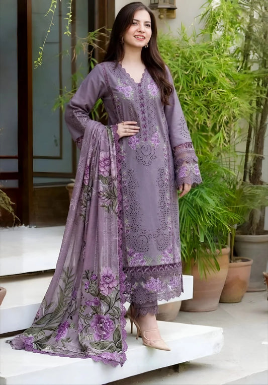 SP-JD2680 Dhanak Unstitched Embroidered 3pc Suit With Diamond Wool Printed Shawl
