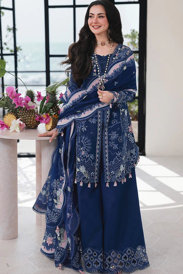 SP-QL2815 Lawn Unstitched Embroidered 3pc Suit With Fully Embroidered Chiffon Dupatta - Shaa Posh