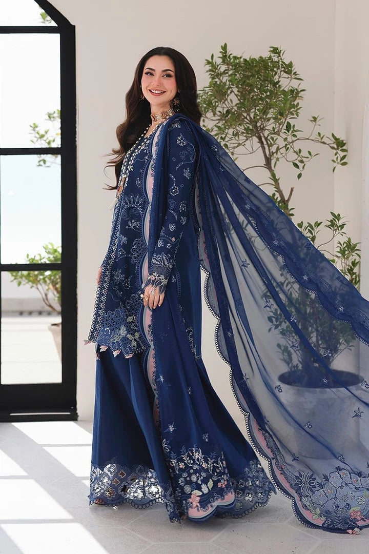 SP-QL2815 Lawn Unstitched Embroidered 3pc Suit With Fully Embroidered Chiffon Dupatta - Shaa Posh