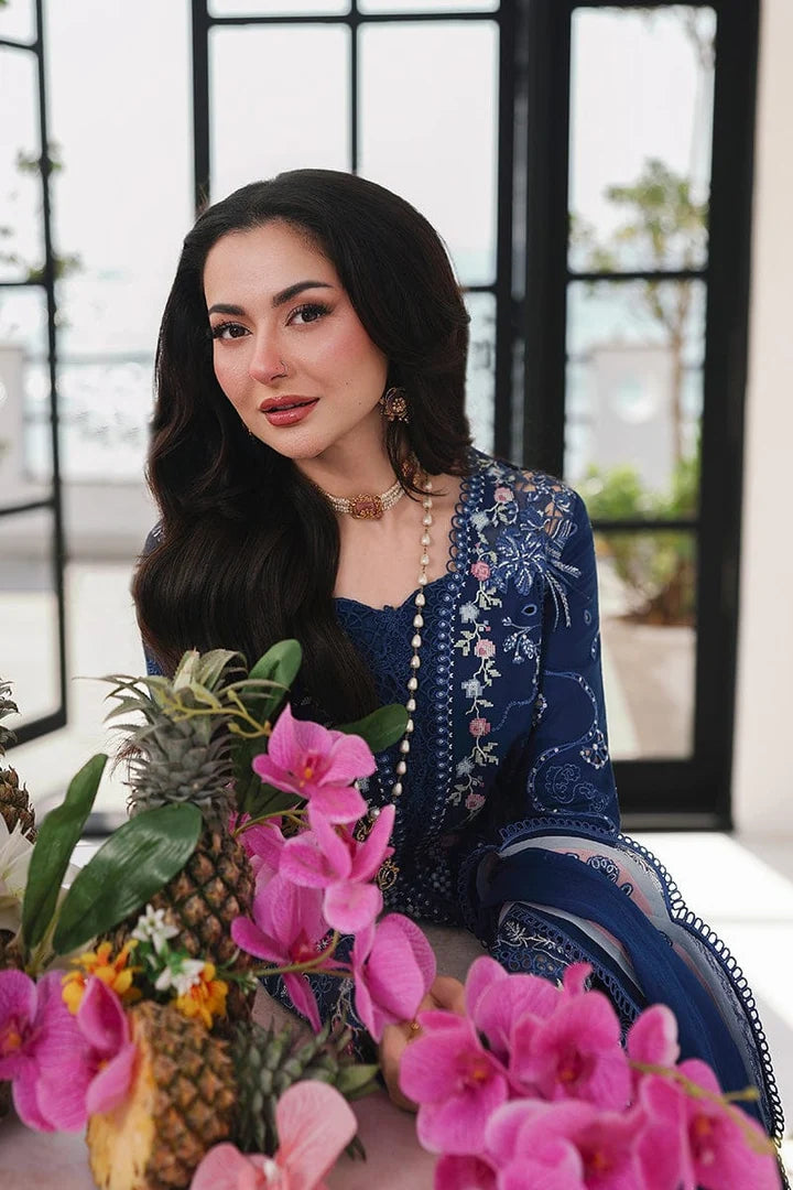 SP-QL2815 Lawn Unstitched Embroidered 3pc Suit With Fully Embroidered Chiffon Dupatta - Shaa Posh