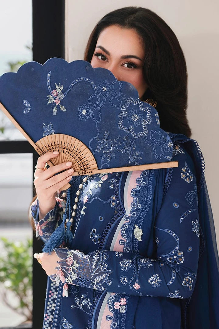 SP-QL2815 Lawn Unstitched Embroidered 3pc Suit With Fully Embroidered Chiffon Dupatta - Shaa Posh