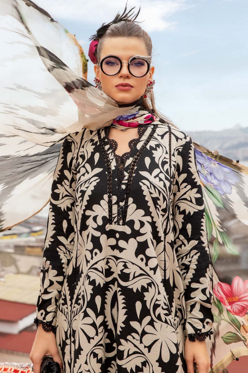 SP-BQ36 Digital Printed Khaddar Suit 3pc with Khaddar Digital Printed Dupatta - Shaa Posh