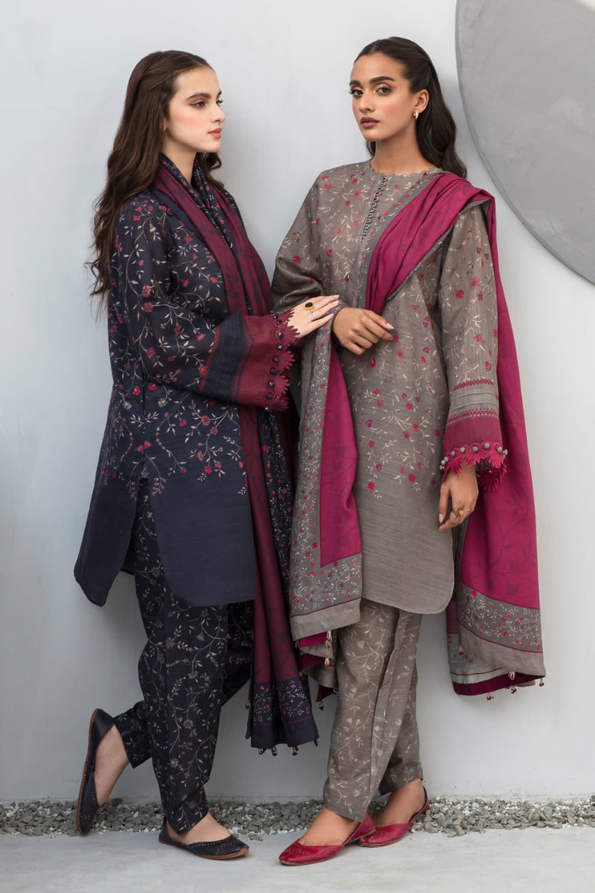 SP-BQ405 Digital Printed Khaddar 3Pc Suit With Digital Printed Khaddar Dupatta - Shaa Posh