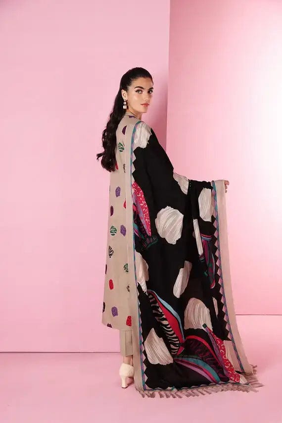 SP-2042 Unstitched Fully Embroided Dhanak Suit With Wool Shawl - Shaa Posh