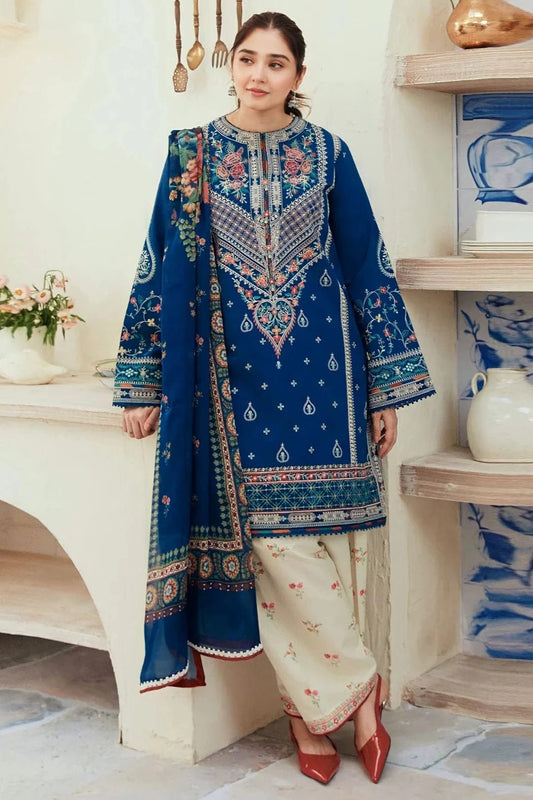 SP-ZS50 Unstitched Fully Embroided Dhanak Suit With Wool Shawl - Shaa Posh