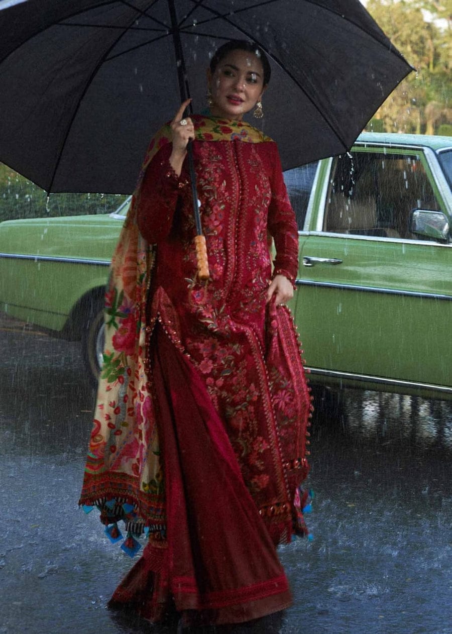 SP-MB550 Dhanak Embroidered Suit With Digital Printed Woolen Shawl - Shaa Posh