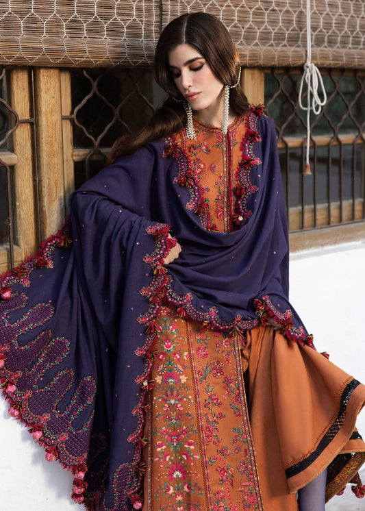SP-MB610 Unstitched Heavy Embroidered Dhanak Suit With Embroidered Dhanak Shawl - Shaa Posh