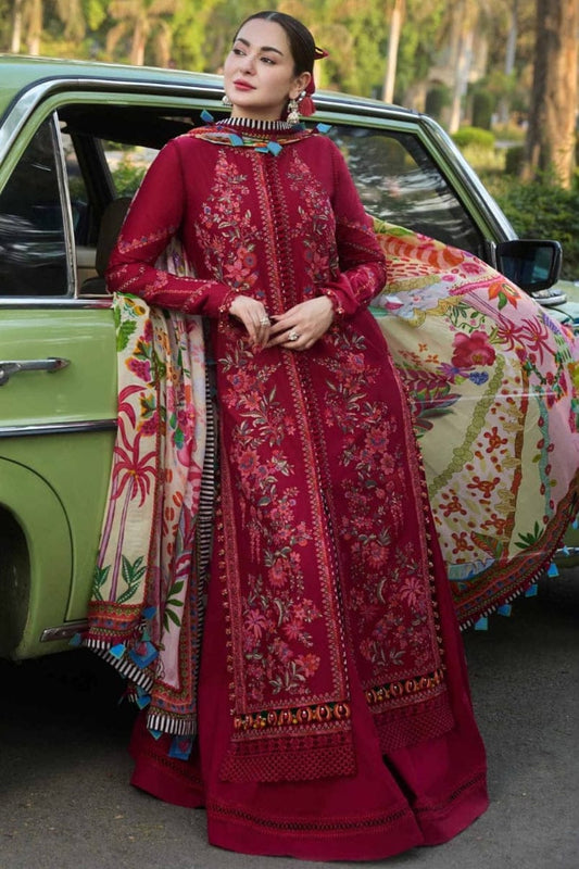 SP-MB550 Dhanak Embroidered Suit With Digital Printed Woolen Shawl - Shaa Posh
