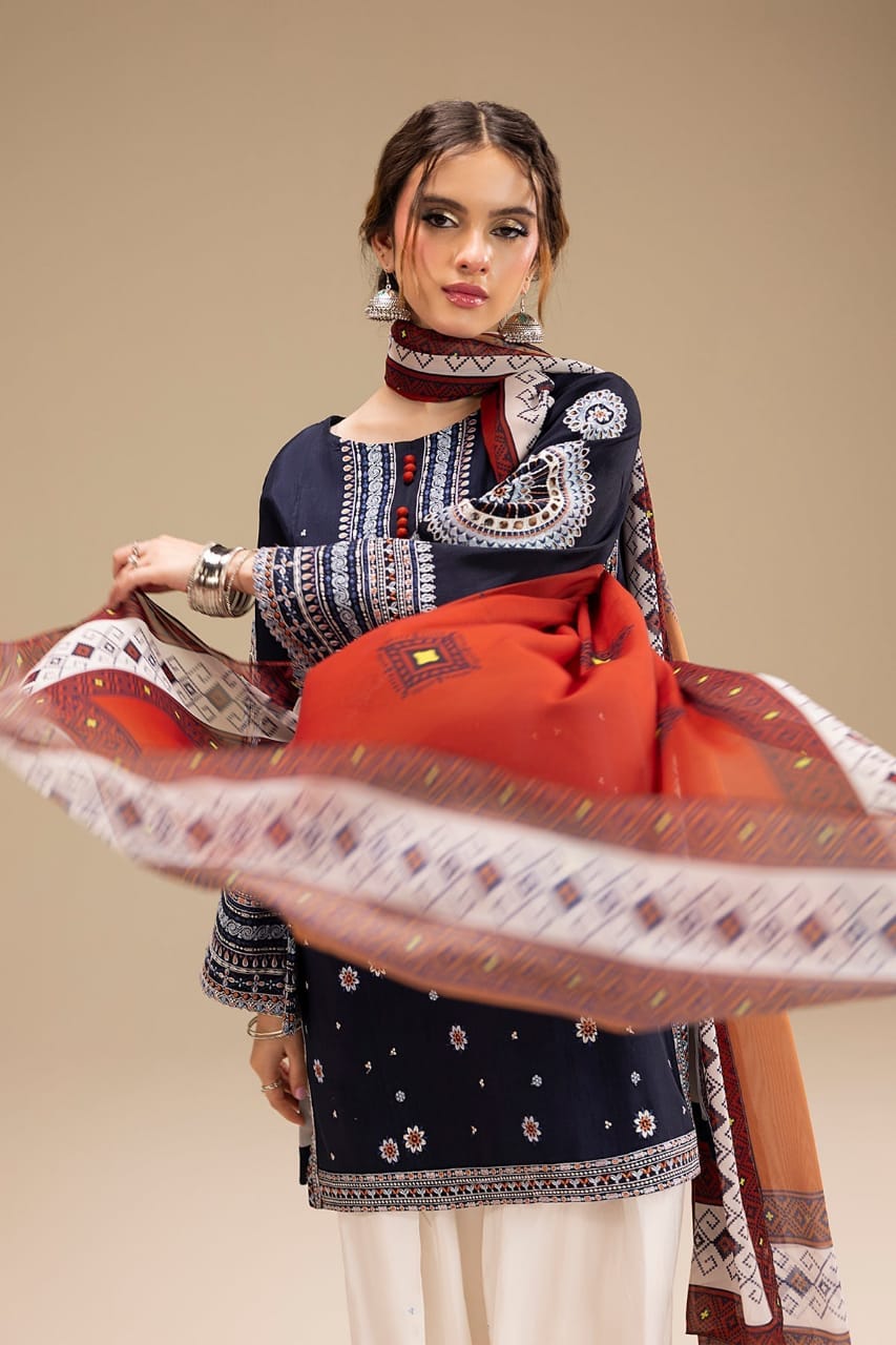 SP-RR610 Unstitched Heavy Embroidered Dhanak Suit With Digital Printed Monar Dupatta - Shaa Posh