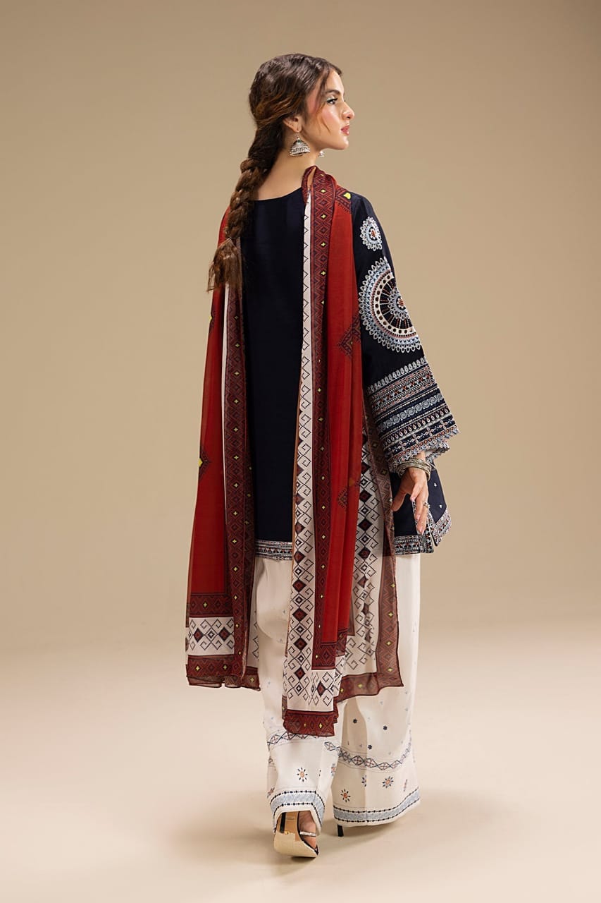 SP-RR610 Unstitched Heavy Embroidered Dhanak Suit With Digital Printed Monar Dupatta - Shaa Posh
