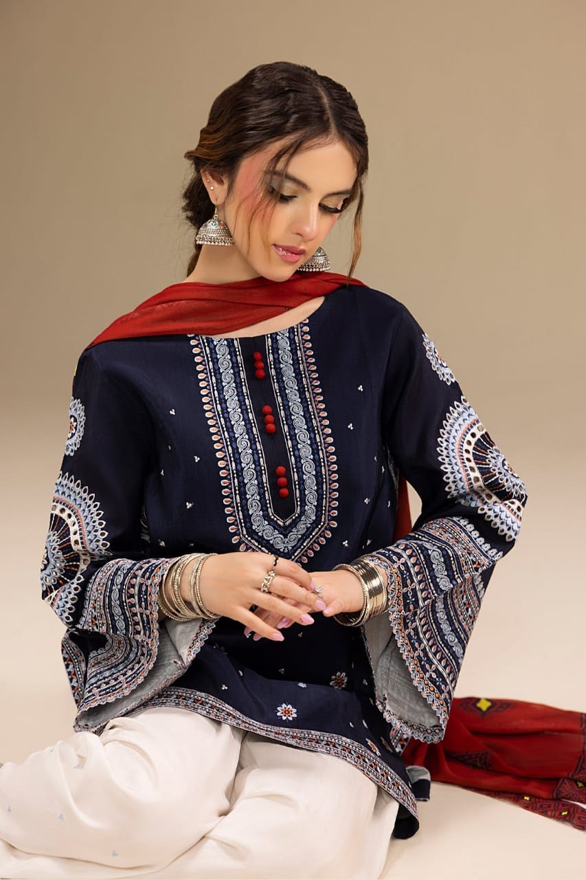 SP-RR610 Unstitched Heavy Embroidered Dhanak Suit With Digital Printed Monar Dupatta - Shaa Posh