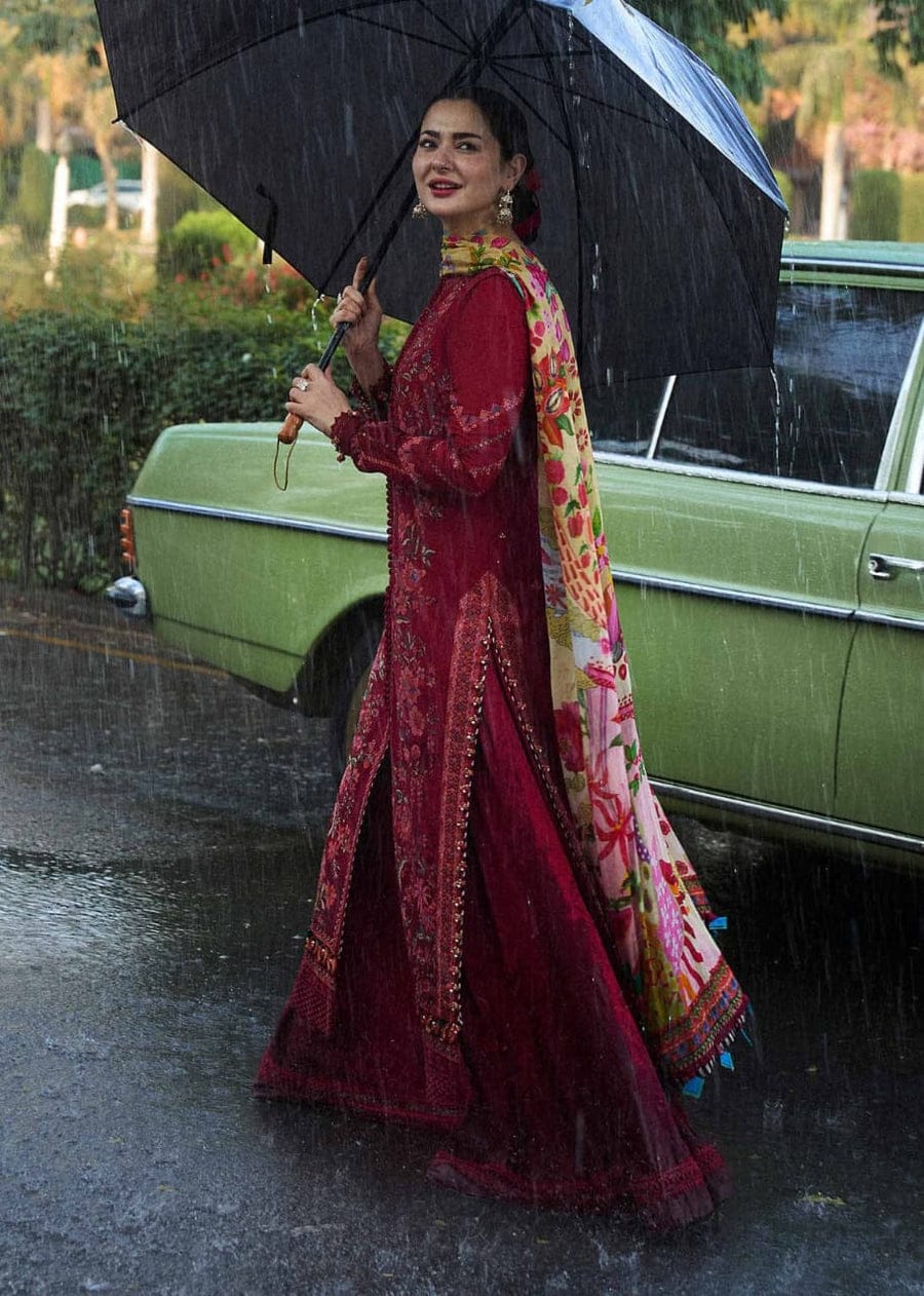 SP-MB550 Dhanak Embroidered Suit With Digital Printed Woolen Shawl - Shaa Posh