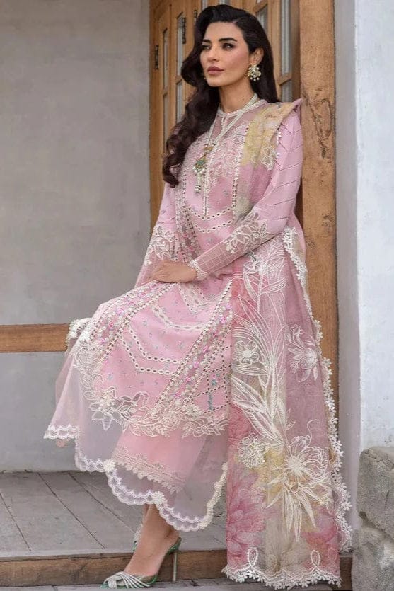 SP-CM2600 Lawn Unstitched 3pc Embroidered Suit With Embroidered Poly Lawn Dupatta - Shaa Posh