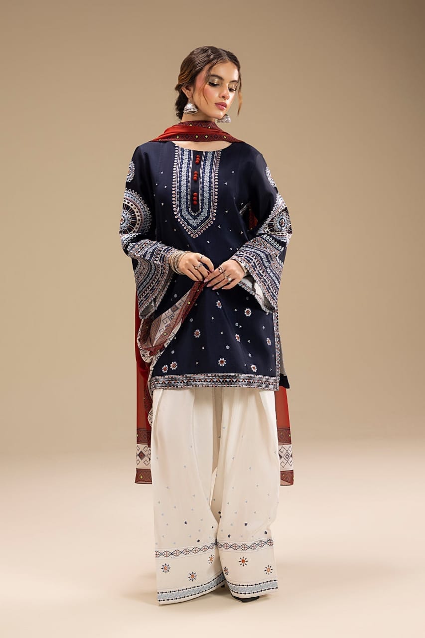 SP-RR610 Unstitched Heavy Embroidered Dhanak Suit With Digital Printed Monar Dupatta - Shaa Posh