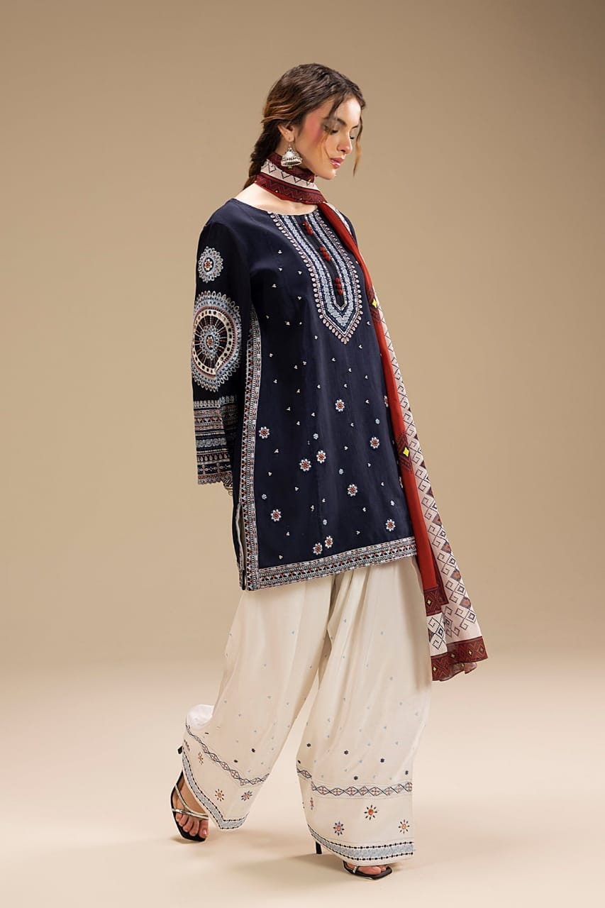 SP-RR610 Unstitched Heavy Embroidered Dhanak Suit With Digital Printed Monar Dupatta - Shaa Posh