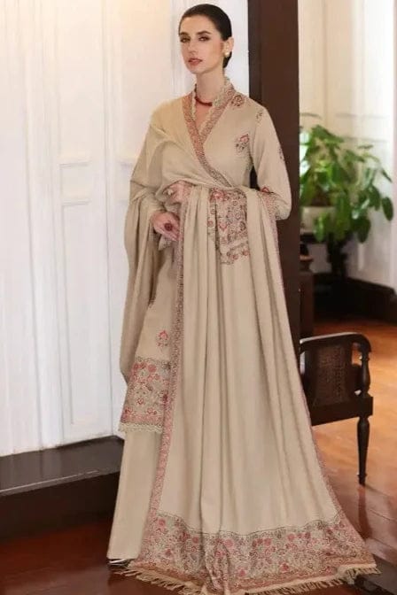 SR-30 Unstitched Embroidered Dhanak Wool Suit With Embroidered Dhanak Shawl - Shaa Posh