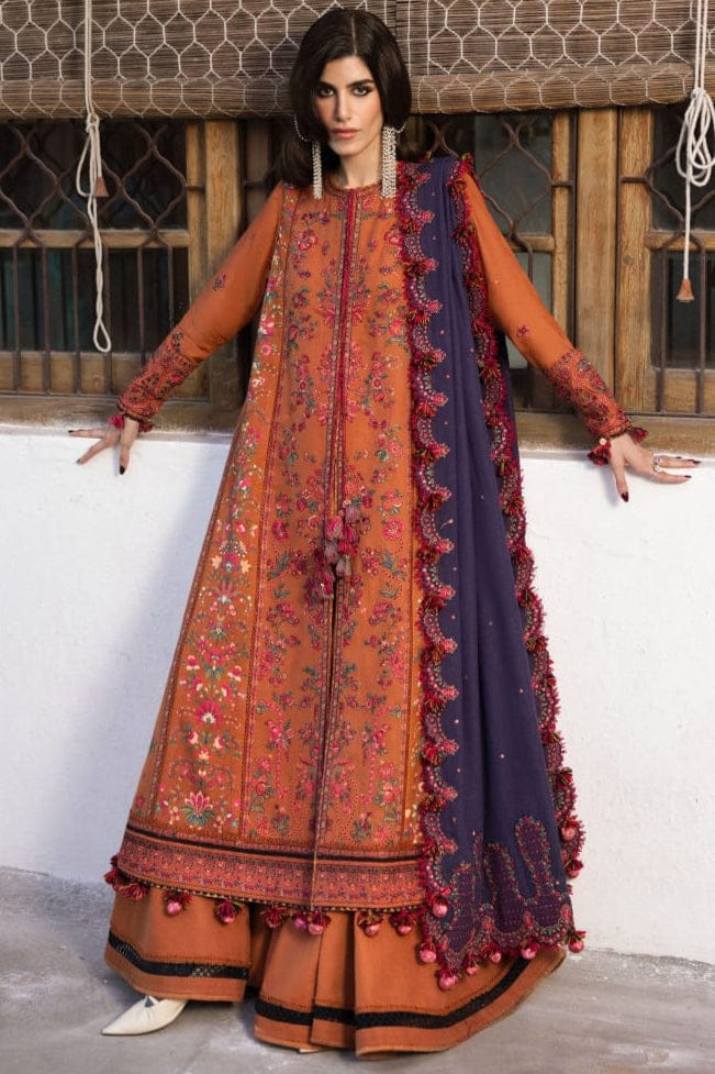 SP-MB610 Unstitched Heavy Embroidered Dhanak Suit With Embroidered Dhanak Shawl - Shaa Posh