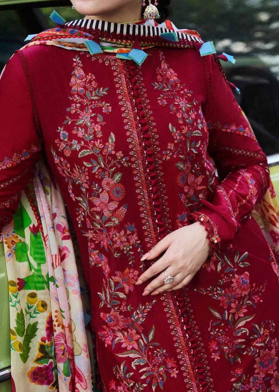 SP-MB550 Dhanak Embroidered Suit With Digital Printed Woolen Shawl - Shaa Posh