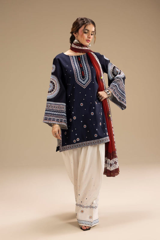 SP-RR610 Unstitched Heavy Embroidered Dhanak Suit With Digital Printed Monar Dupatta - Shaa Posh