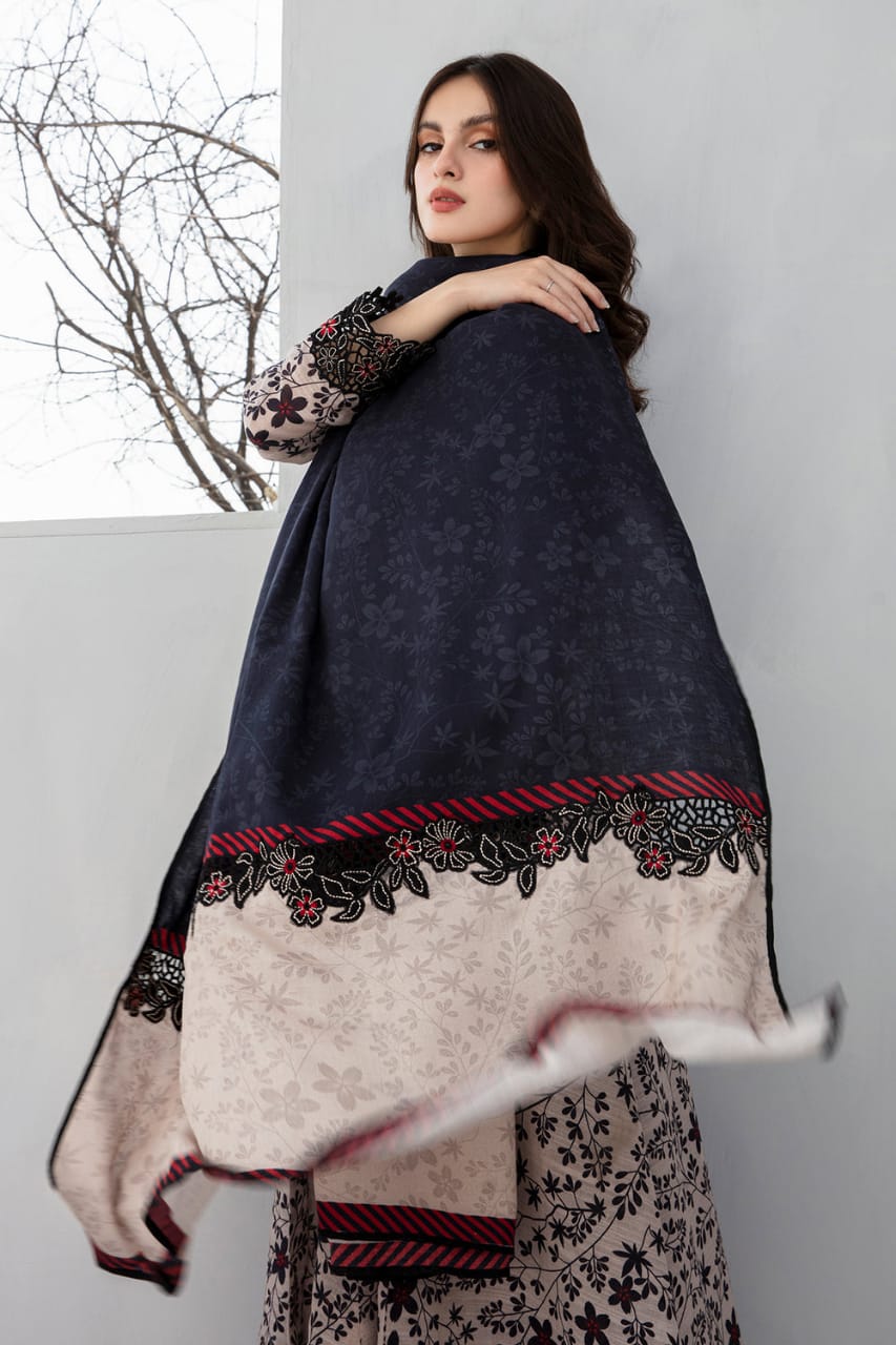 SP-BQ410 Digital Printed Khaddar 3Pc Suit With Digital Printed Khaddar Dupatta - Shaa Posh
