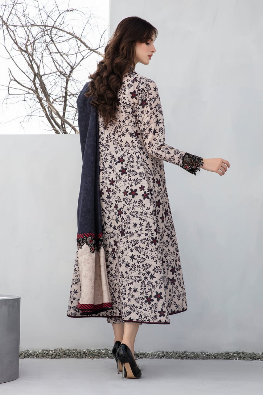 SP-BQ410 Digital Printed Khaddar 3Pc Suit With Digital Printed Khaddar Dupatta - Shaa Posh
