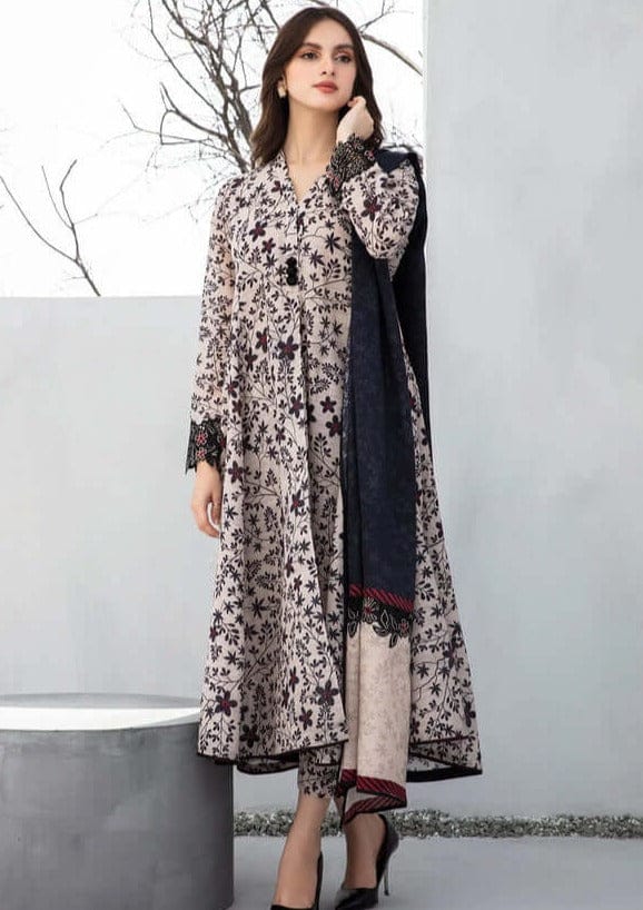 SP-BQ410 Digital Printed Khaddar 3Pc Suit With Digital Printed Khaddar Dupatta - Shaa Posh