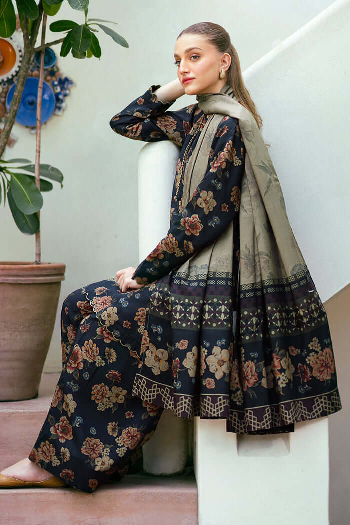 SR-BQ412 Digital Printed Lawn Suit 3pc With Lawn Digital Printed Dupatta - Shaa Posh
