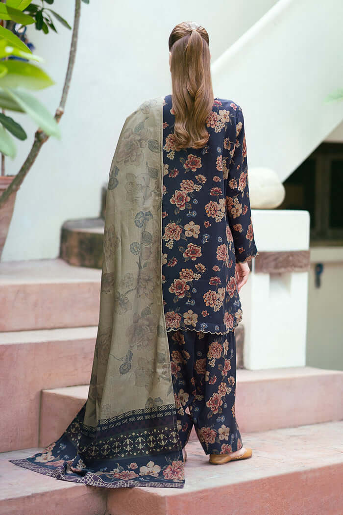 SR-BQ412 Digital Printed Lawn Suit 3pc With Lawn Digital Printed Dupatta - Shaa Posh
