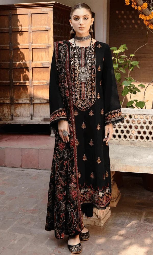 SP-RM650 Unstitched Heavy Embroidered Dhanak Suit With Embroidered Dhanak Shawl - Shaa Posh