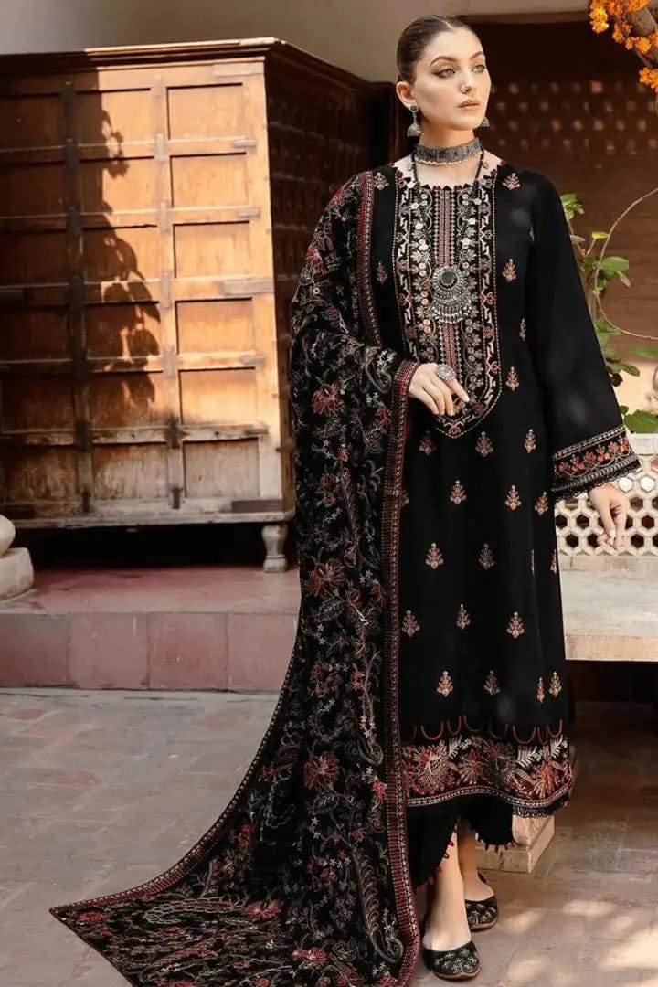 SP-RM650 Unstitched Heavy Embroidered Dhanak Suit With Embroidered Dhanak Shawl - Shaa Posh