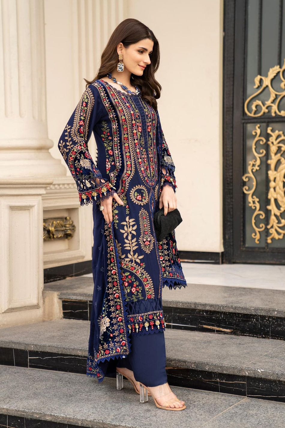 SP-MB965 Unstitched Embroidered Dhanak Wool Suit With Embroidered Dhanak Shawl - Shaa Posh
